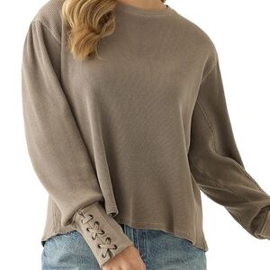 Free People - Lapis Cuff Long Sleeve Top, Size L, NWT in color Fossil Dune